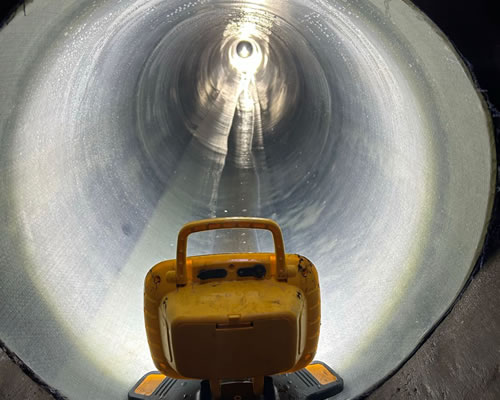 view down inside of relined pipe